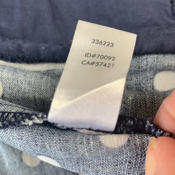 EUC Loft navy blue white polka dot mini skirt  sz 4   W/ pockets elastic waist. - Picture 10 of 13